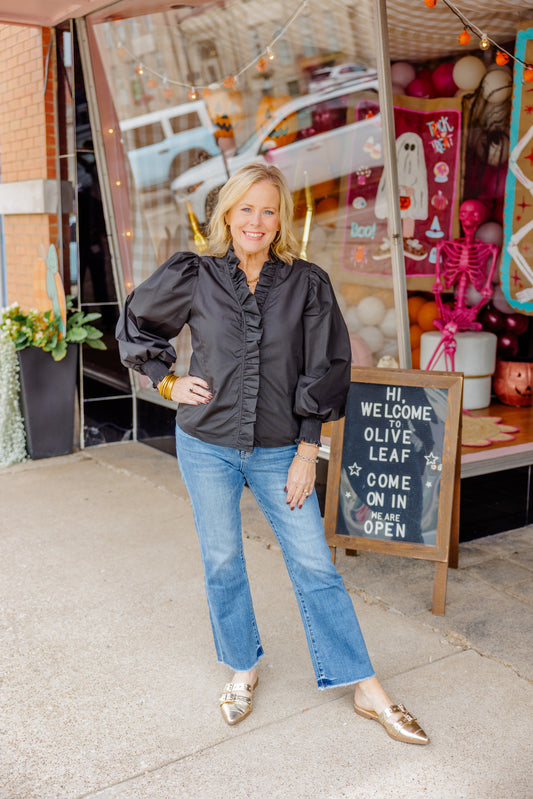 Black Ruffle Blouse