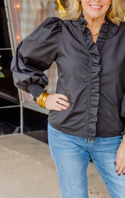 Black Ruffle Blouse