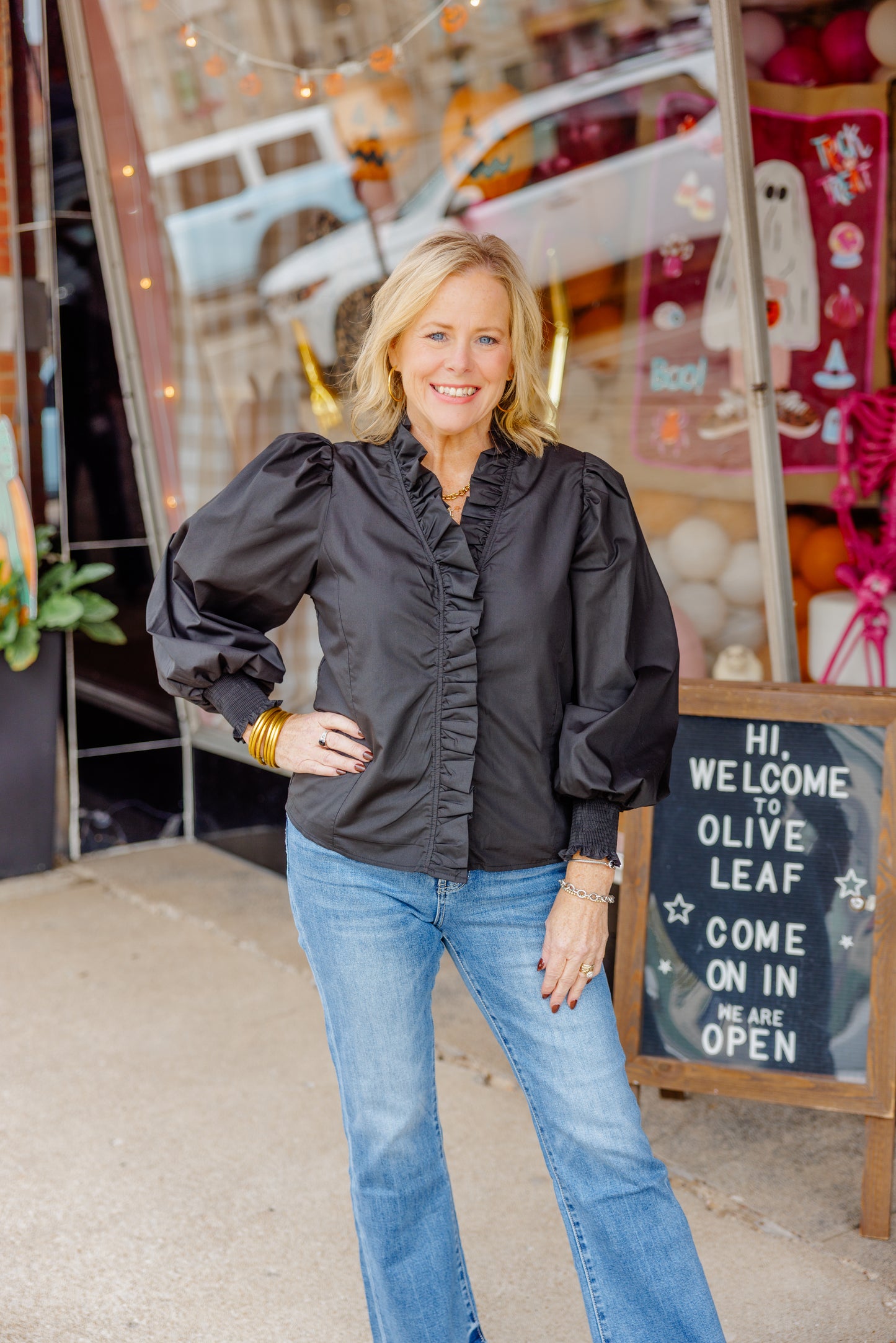 Black Ruffle Blouse