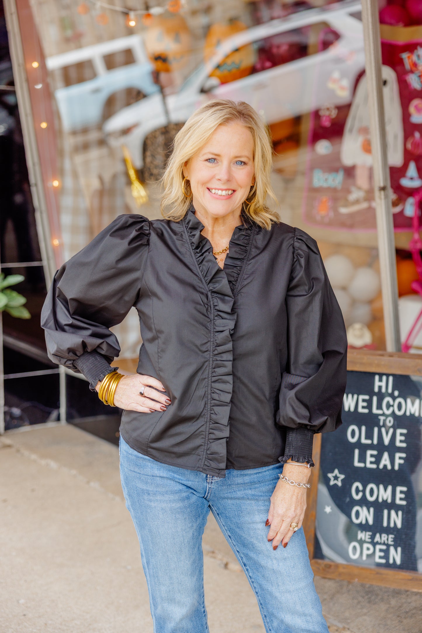 Black Ruffle Blouse