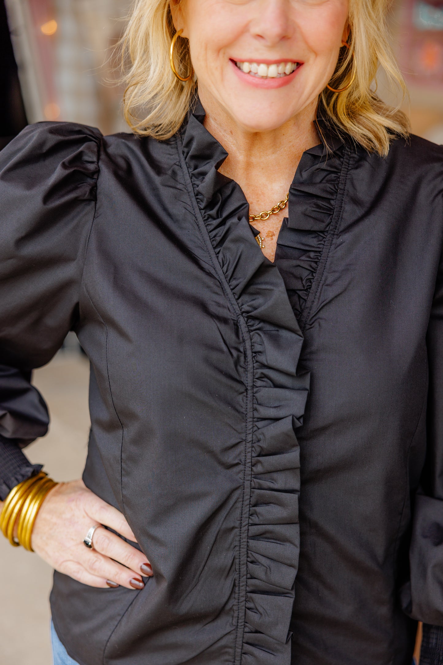 Black Ruffle Blouse