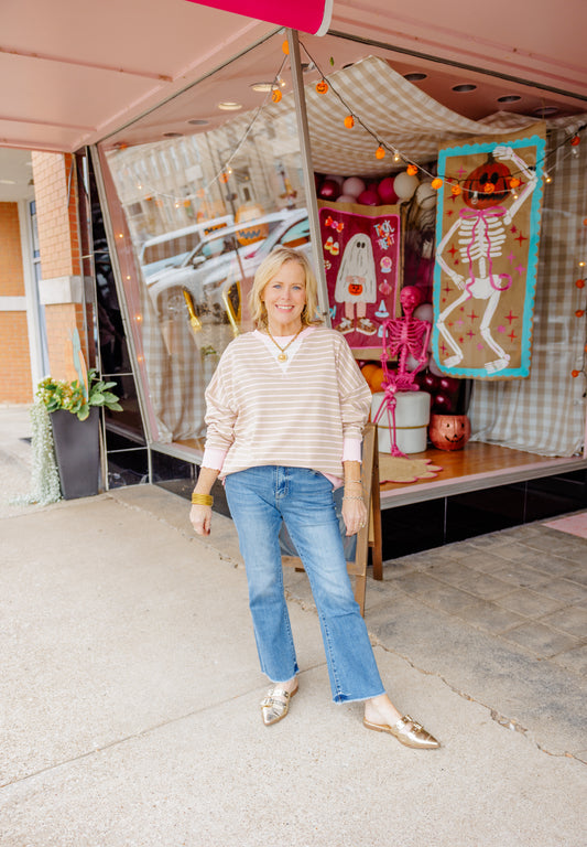 Mocha Lettuce Trim Top