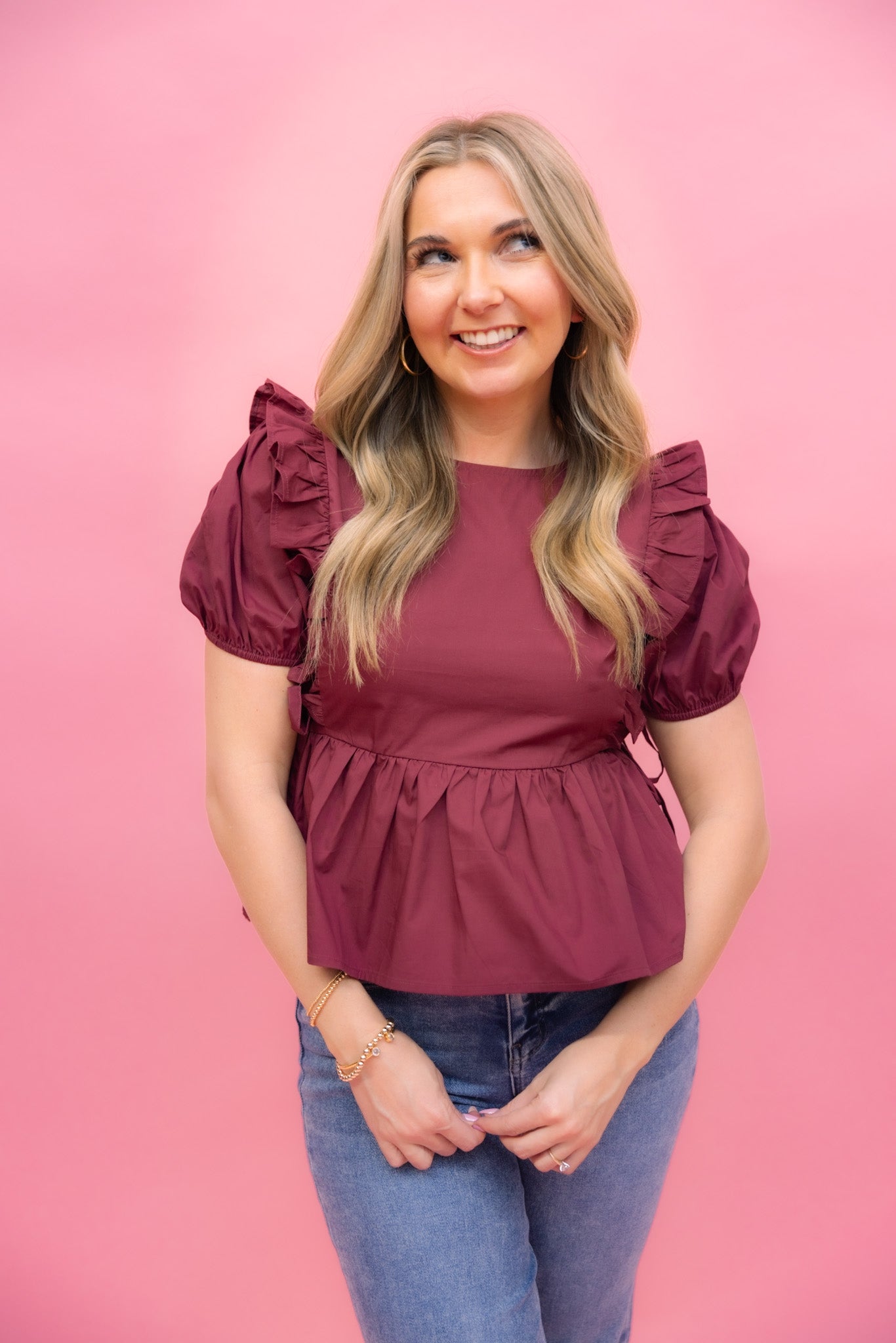 Maroon Peplum Top