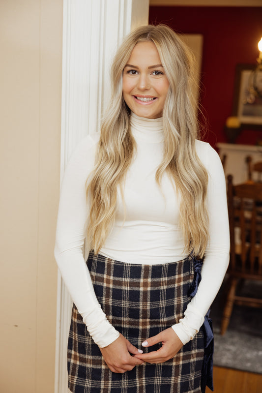 Cream Turtleneck Top