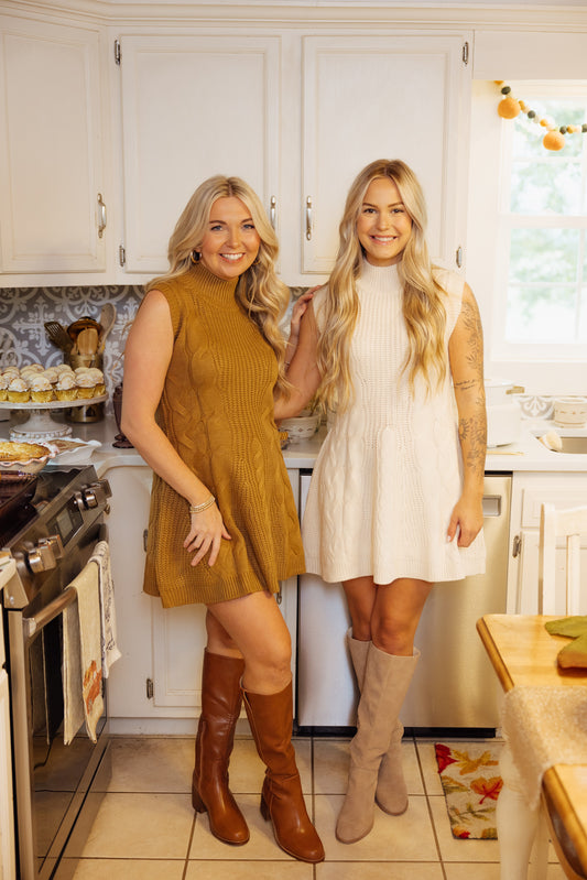 Cable Knit Sleeveless Sweater Dress