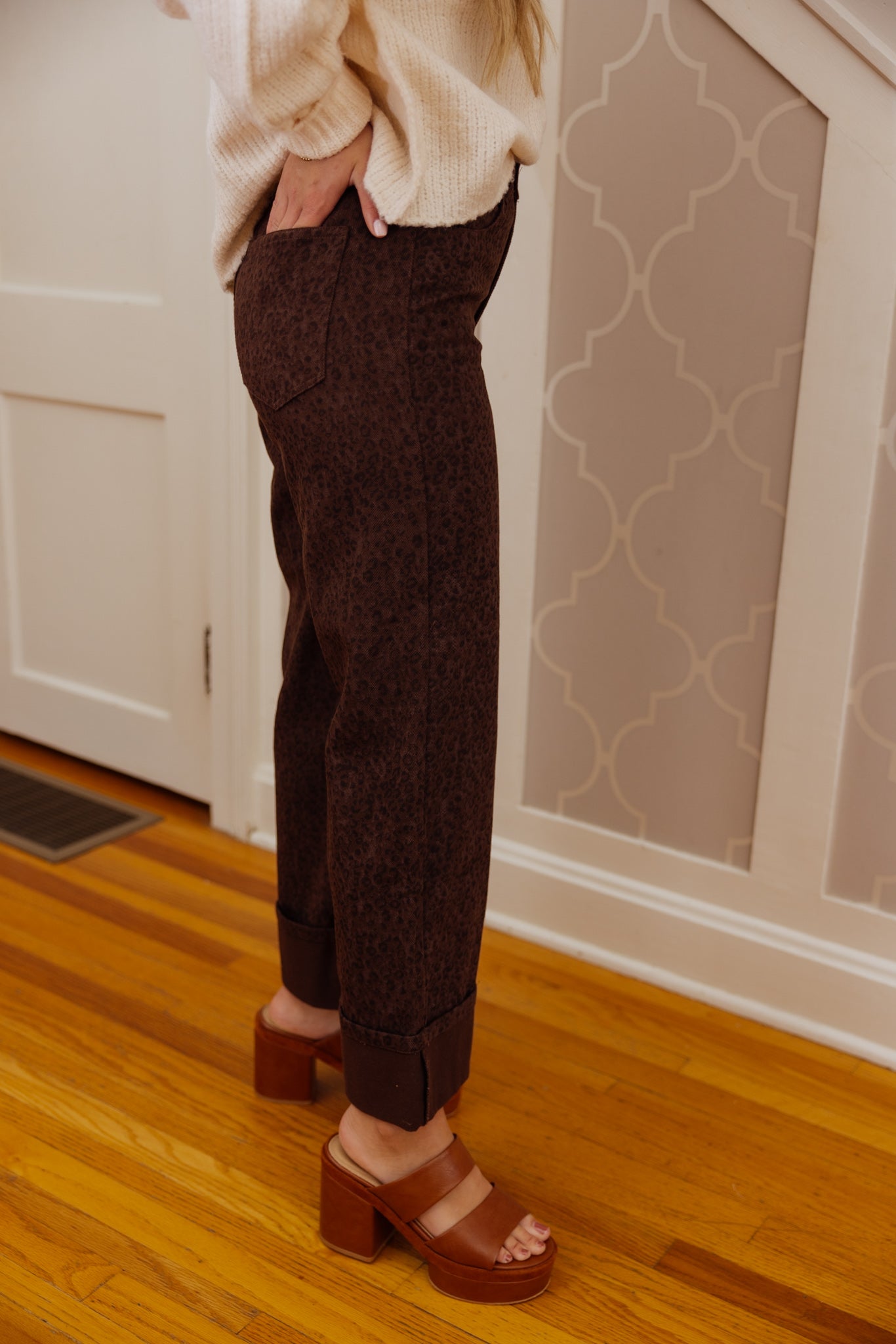 Leopard Print Cuff Pants