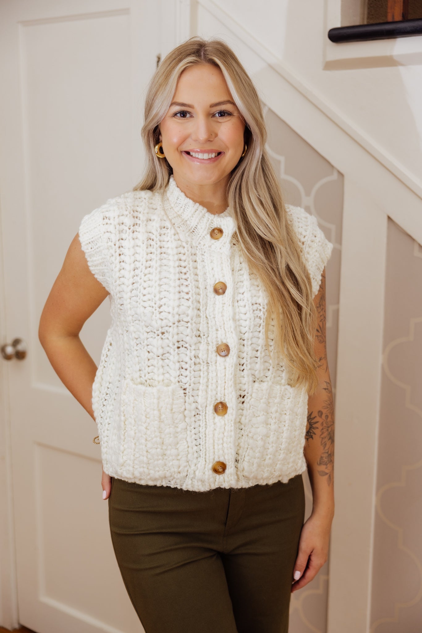 Ivory Chunky Sweater Vest