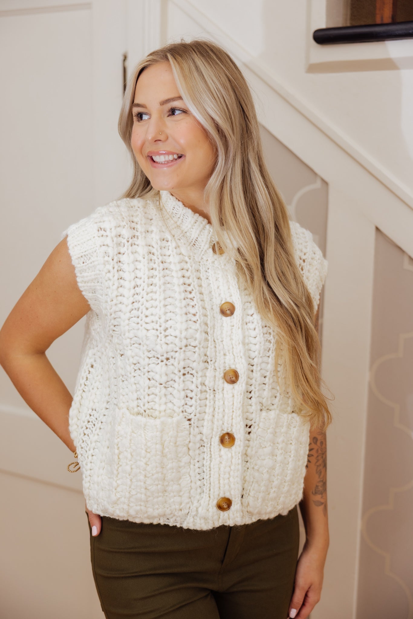 Ivory Chunky Sweater Vest