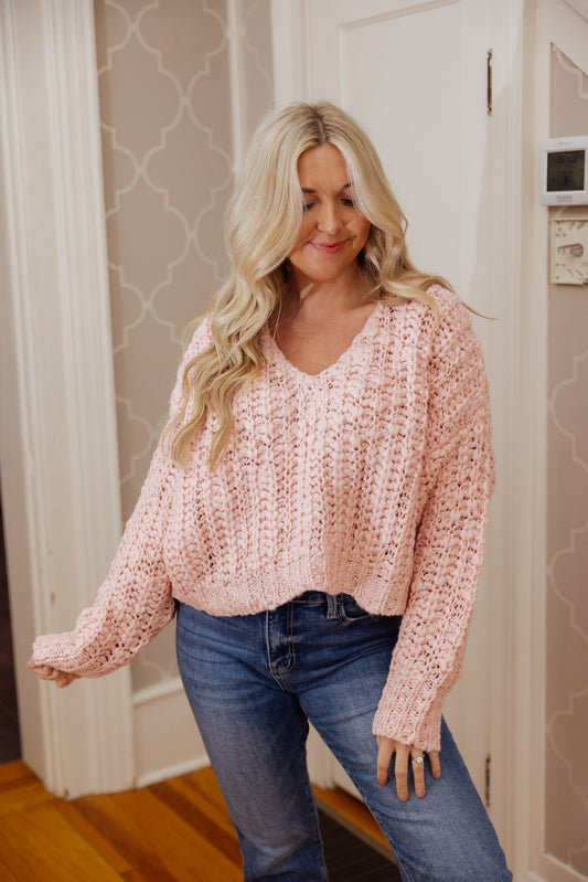 Pink Cropped Sweater