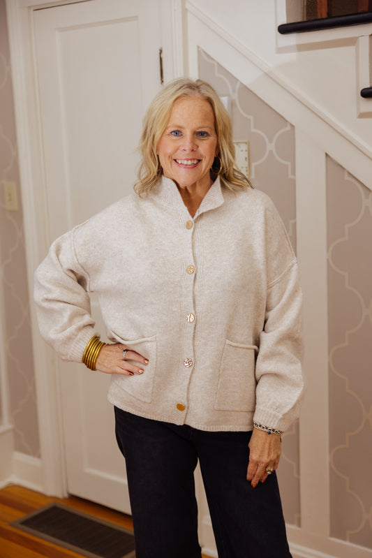 Mock Neck Cardigan