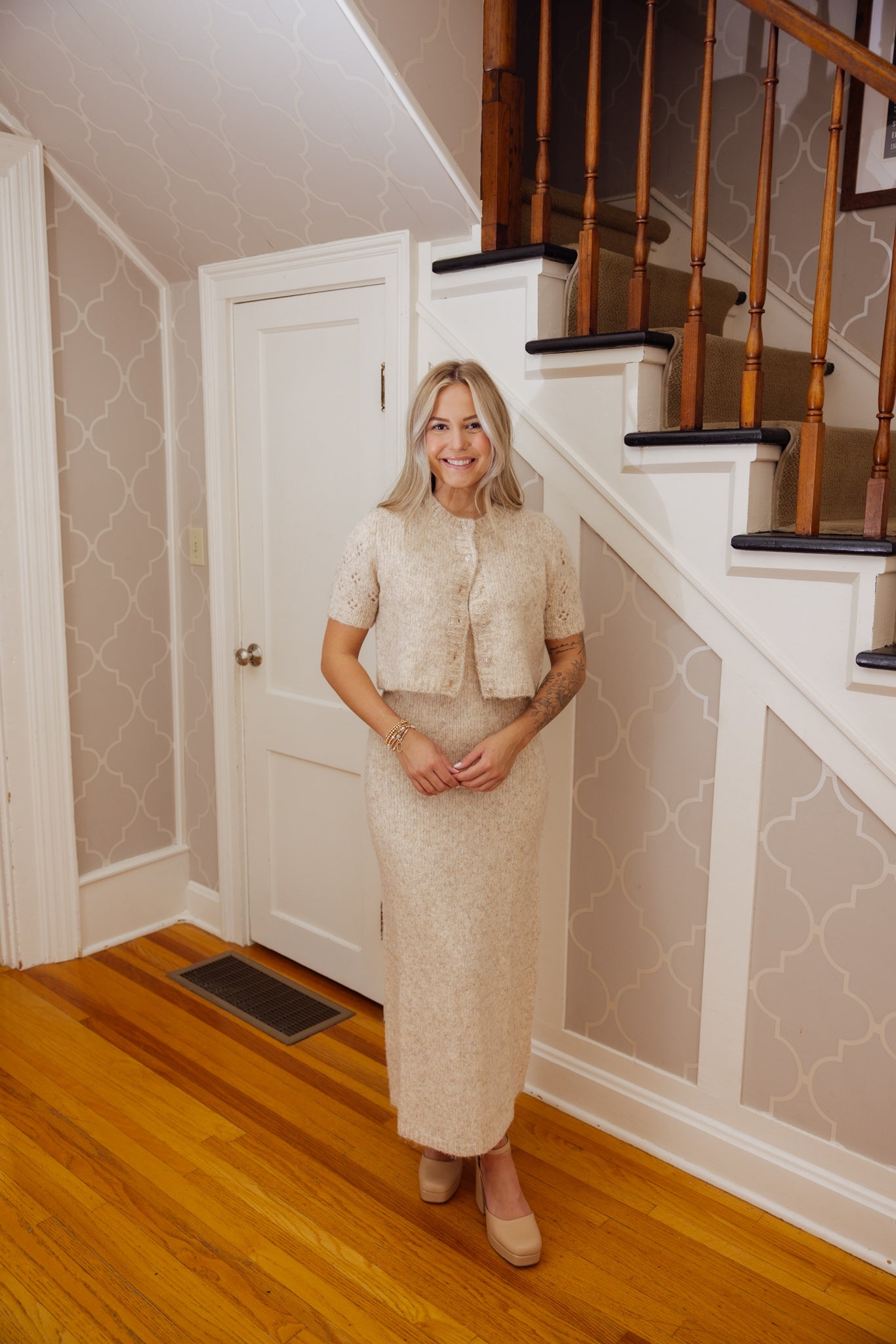 Oatmeal Sweater Dress & Cardigan Set