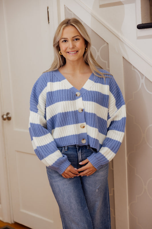 Blue Striped Cardigan
