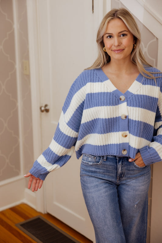 Blue Striped Cardigan