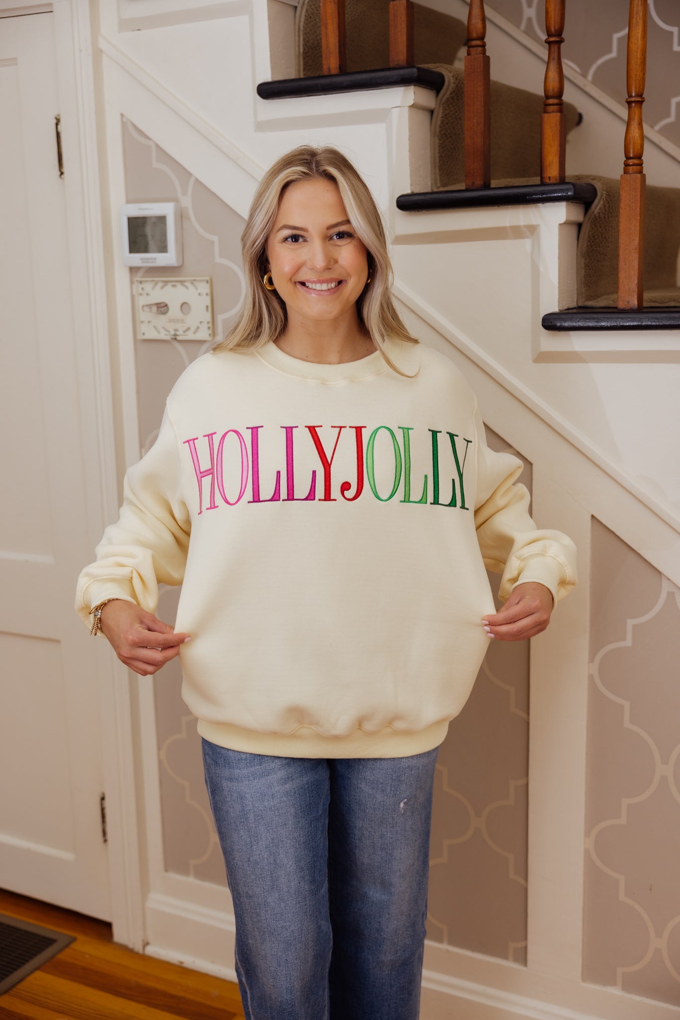 Holly Jolly Embroidered Sweatshirt