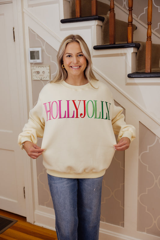 Holly Jolly Embroidered Sweatshirt