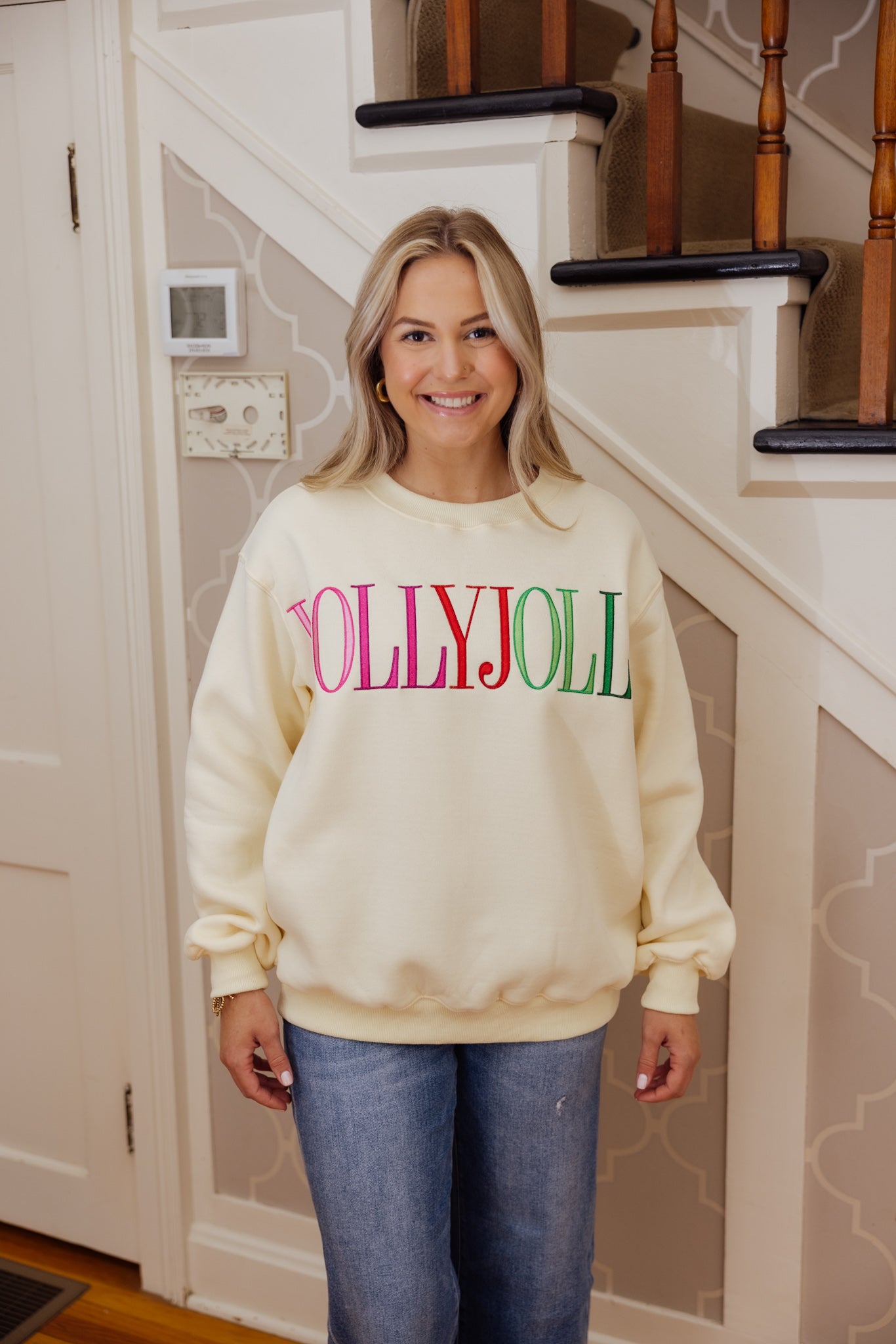 Holly Jolly Embroidered Sweatshirt