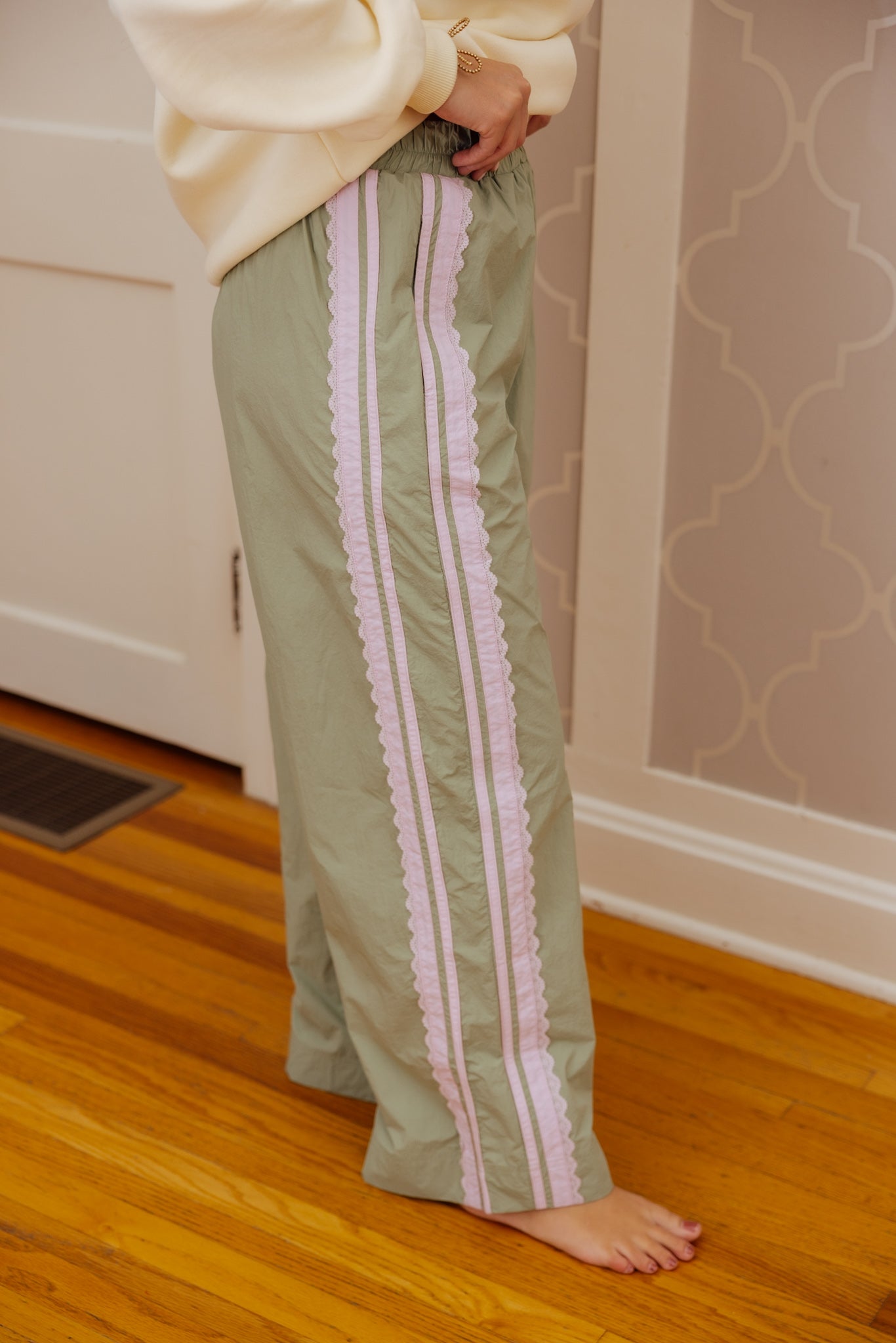 Sage Lace Track Pants