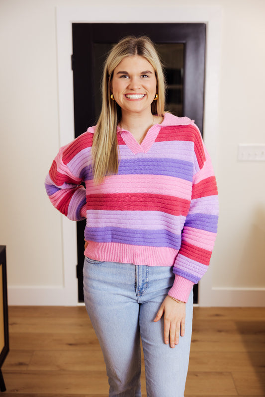 Candy Pink Striped Sweater