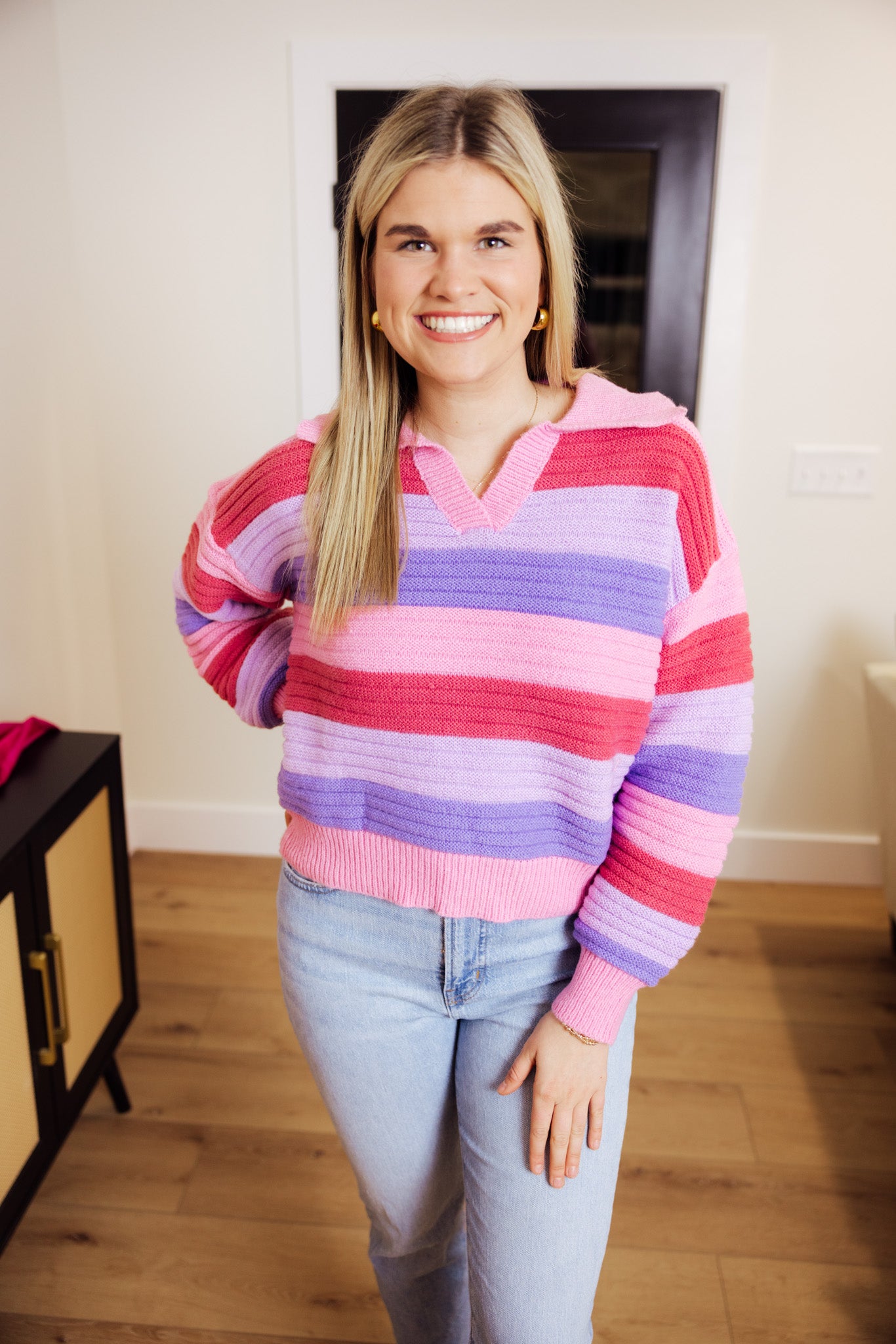 Candy Pink Striped Sweater