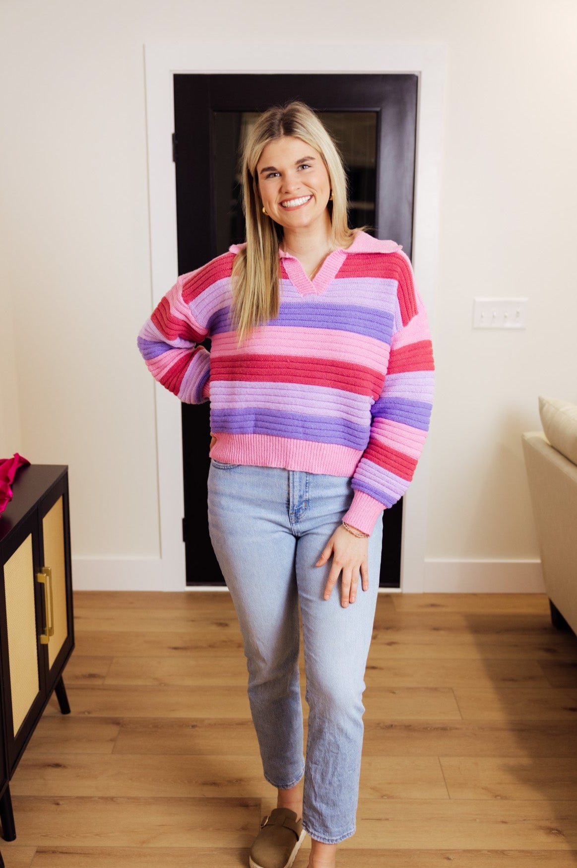 Candy Pink Striped Sweater