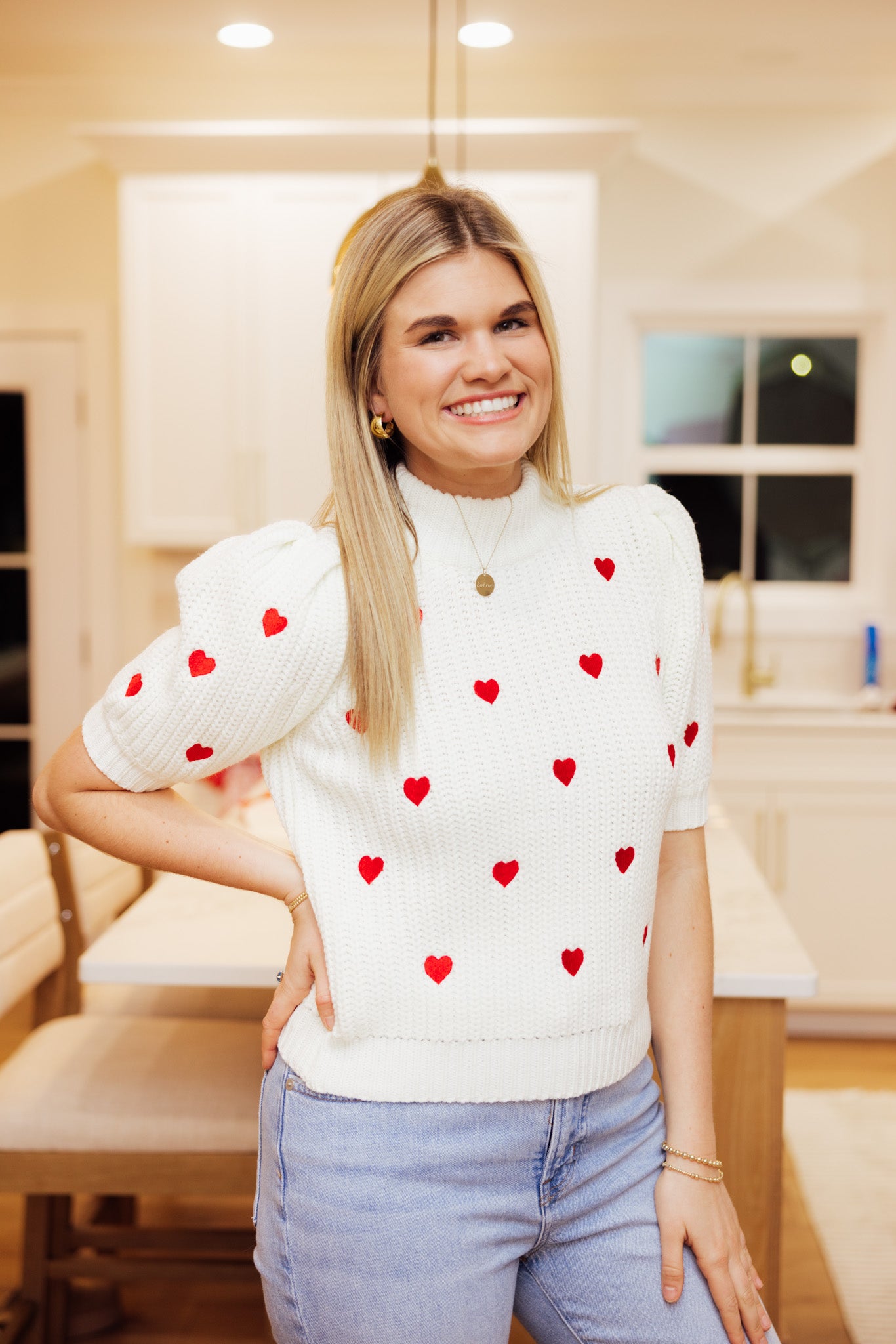 Heart Shaped Embroidery Sweater