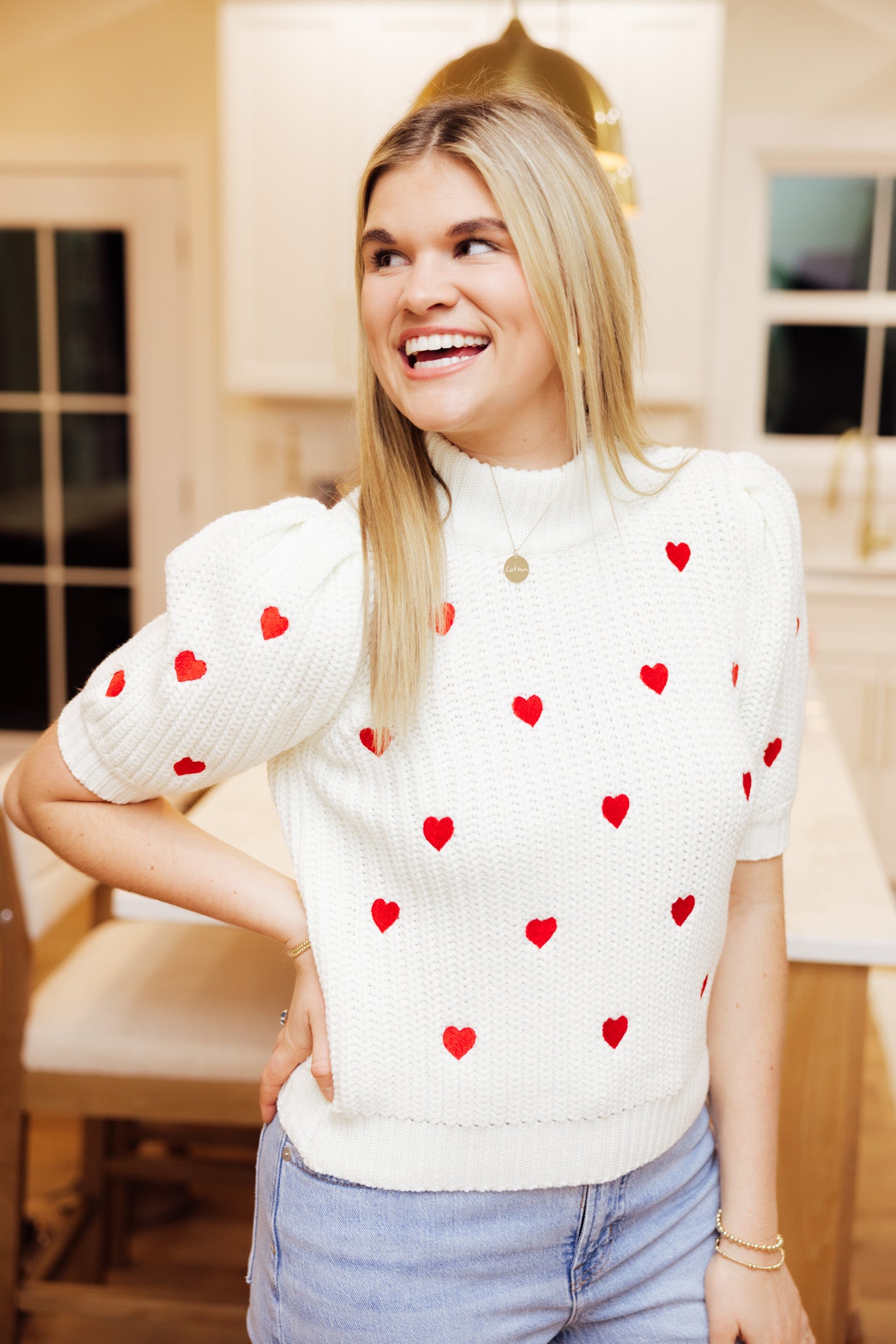 Heart Shaped Embroidery Sweater