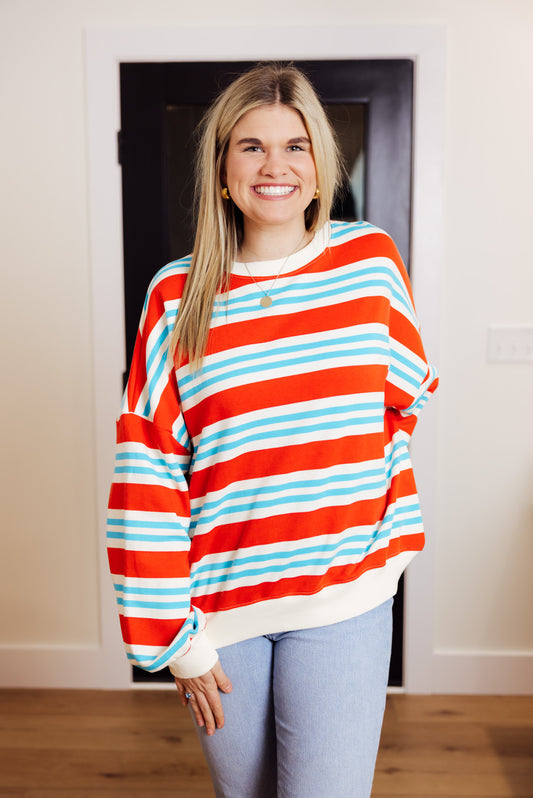 Striped OS Sweatshirt Top