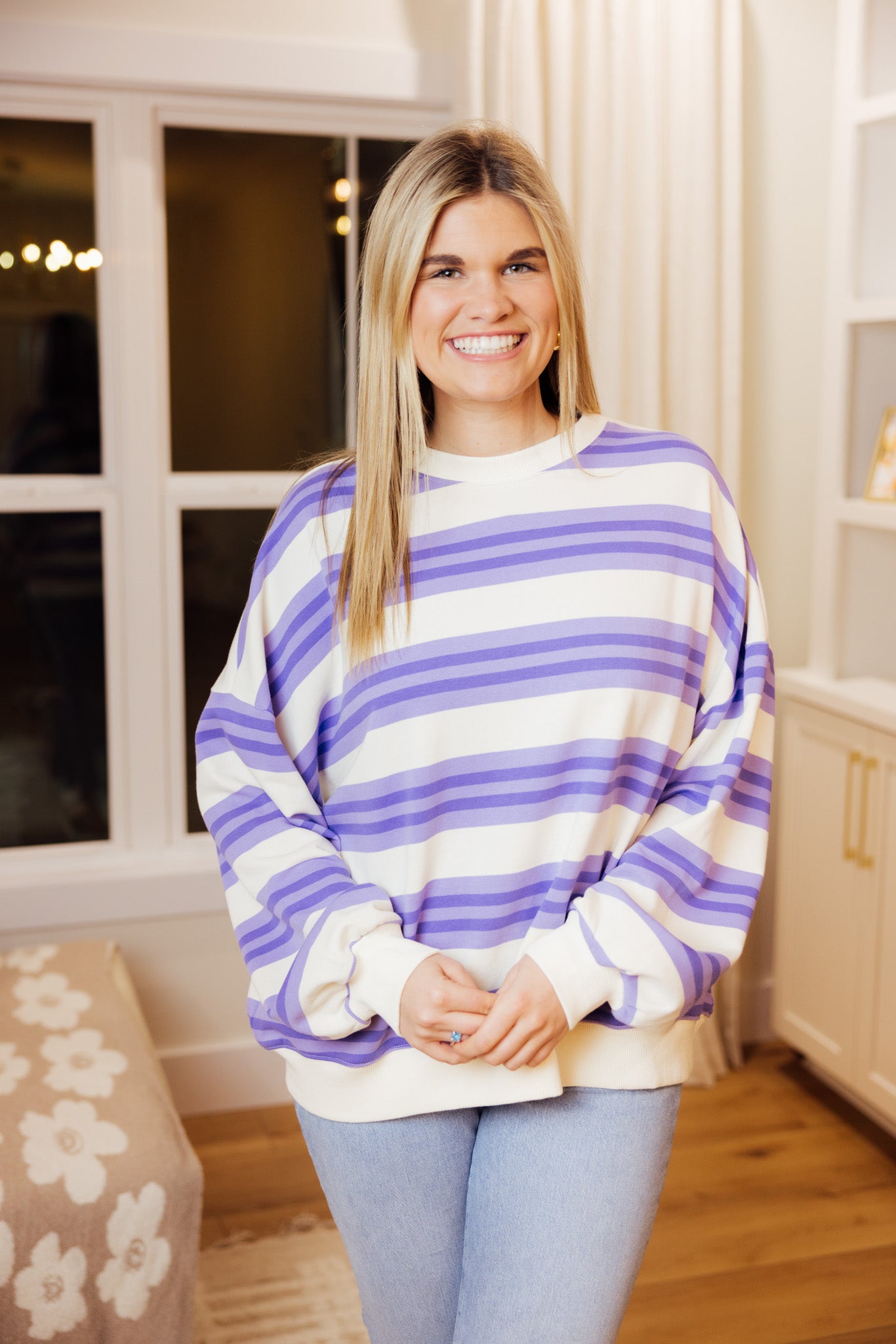 Striped OS Sweatshirt Top