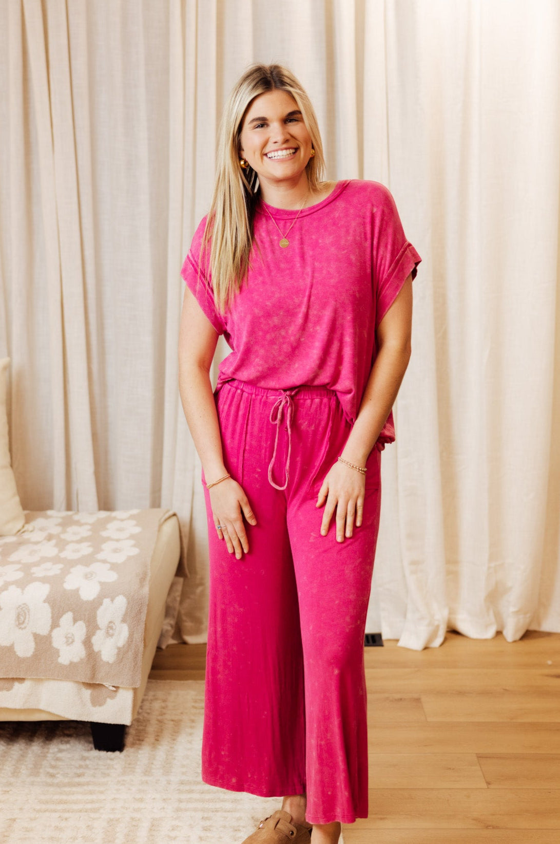 Fuchsia Washed Pant Set