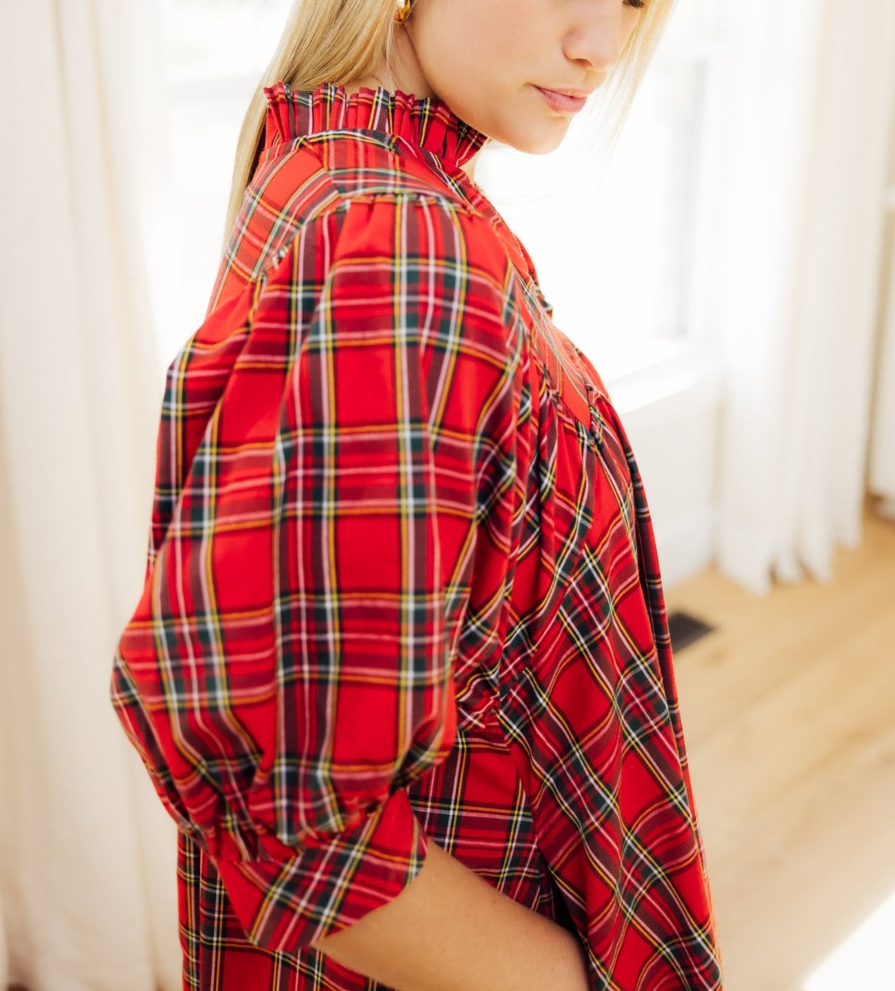 Tartan Puff Sleeve Dress