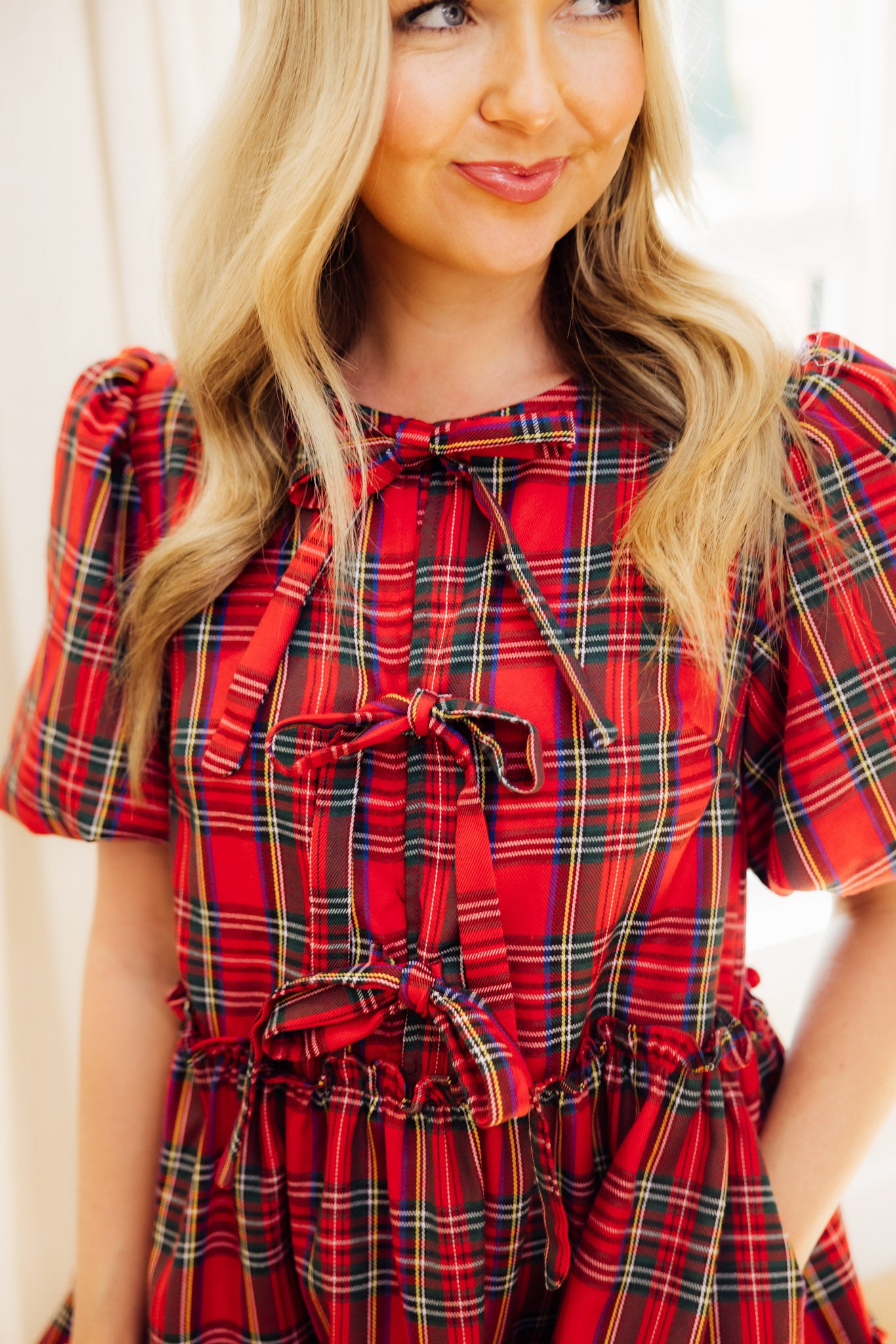 Red Tartan Bow Dress