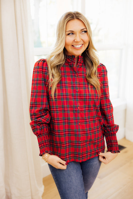 Red Plaid Split Top