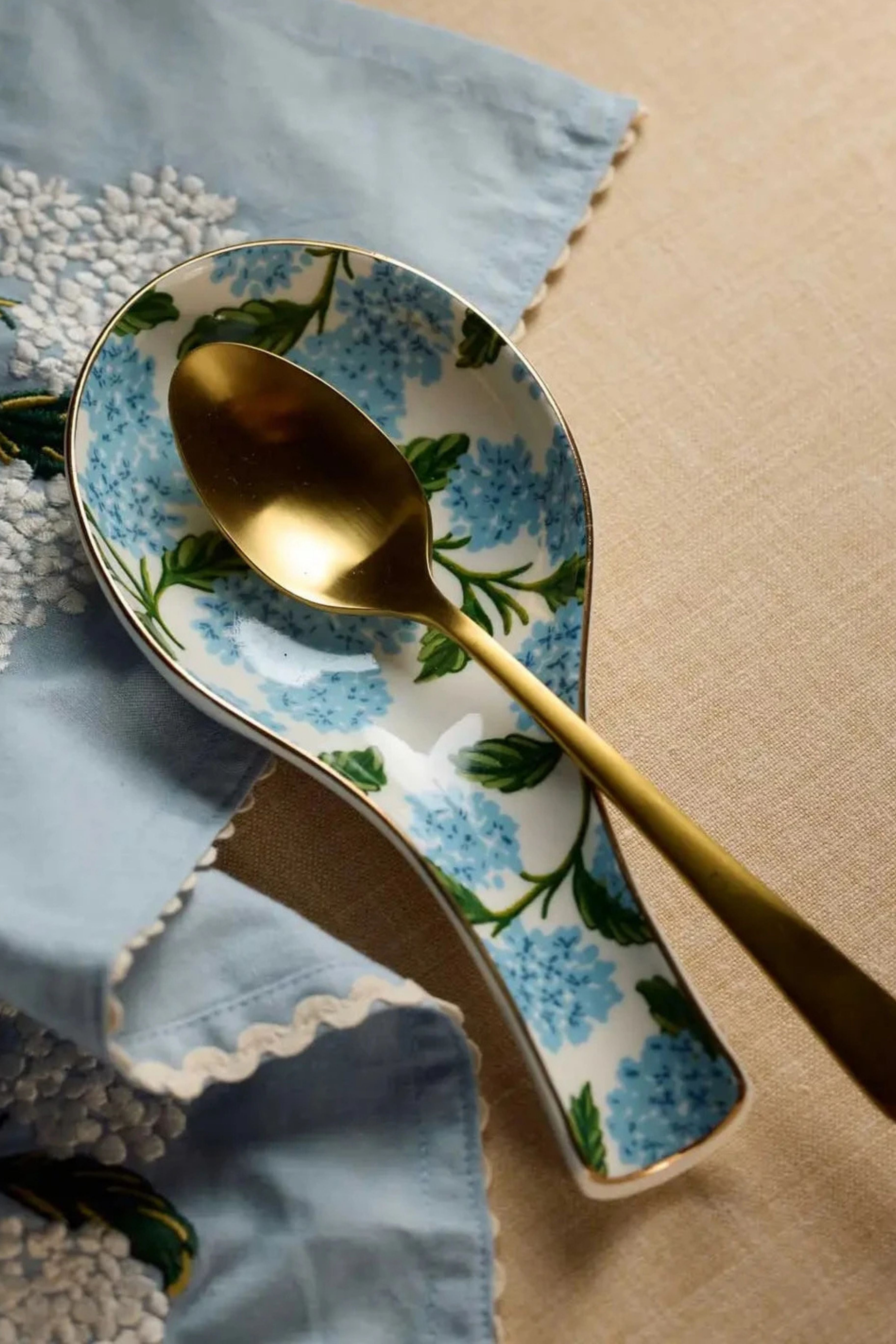 Hydrangea Porcelain Spoon Rest
