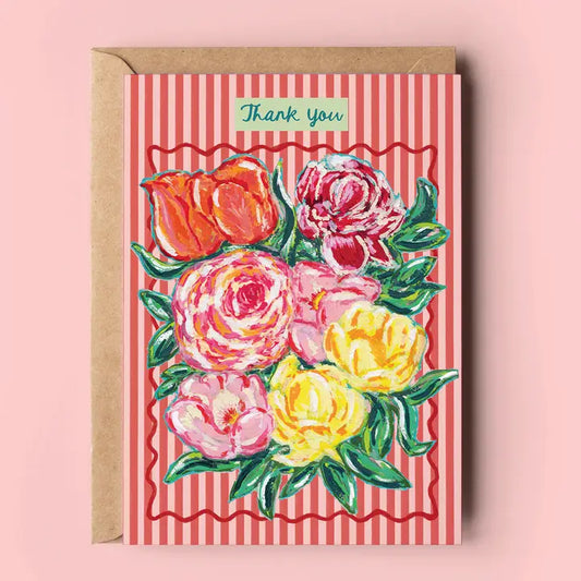 Bursting With Thanks Floral Bouquet Greeting Card
