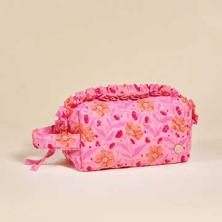 Hot Pink Poppin' Petals Quilted Cosmetic Pouch