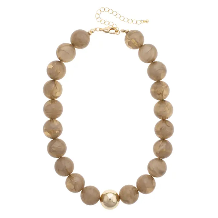Taupe Beaded Necklace