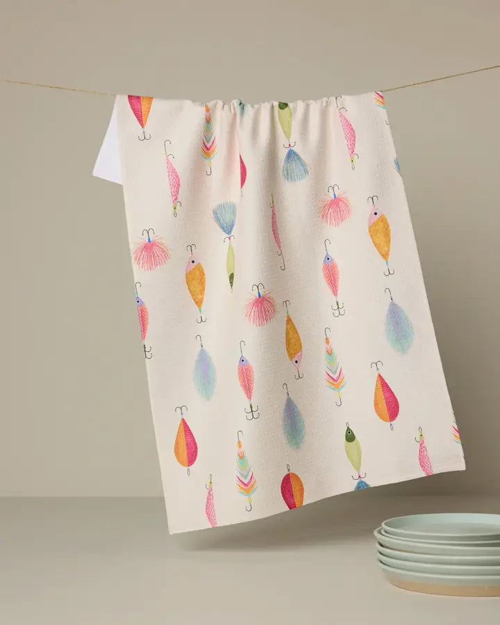 Fishing Lures Geometry Tea Towel