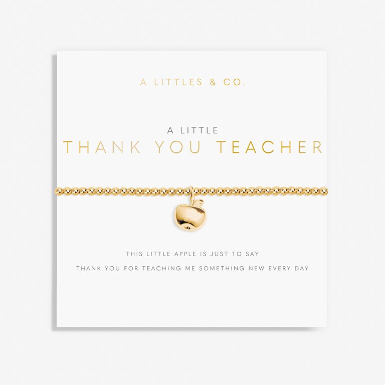 Thank You Teacher Gold Stretch Bracelet