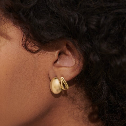 Gold Statement Hoop Earring Stack