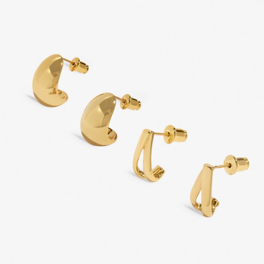 Gold Statement Hoop Earring Stack