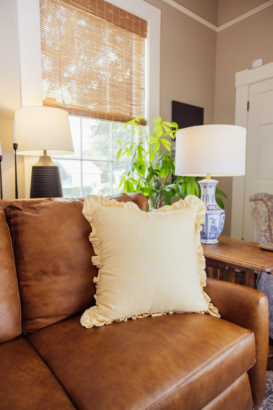Savannah Gingham Pillow in Gold