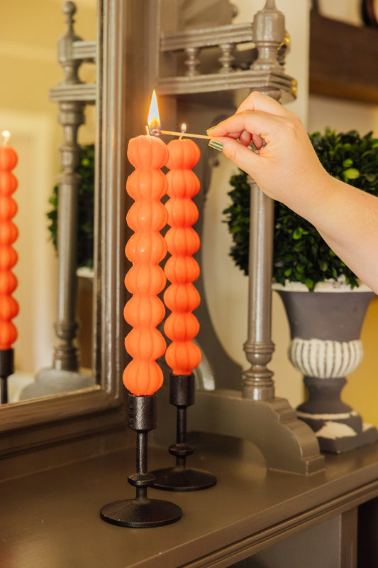 Pumpkin Taper Candles Set