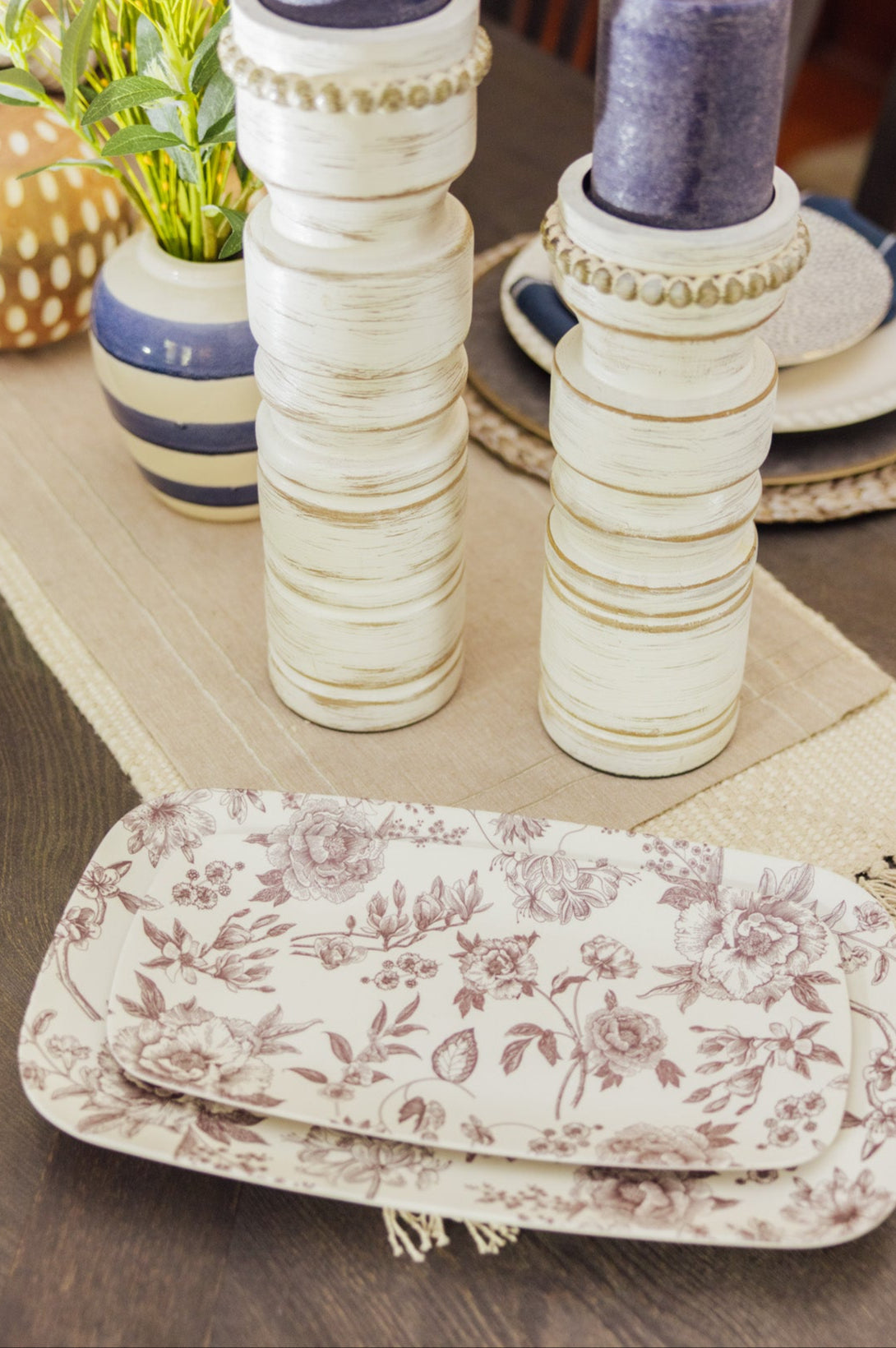 Vintage Bloom Stacking Trays – Set of 2