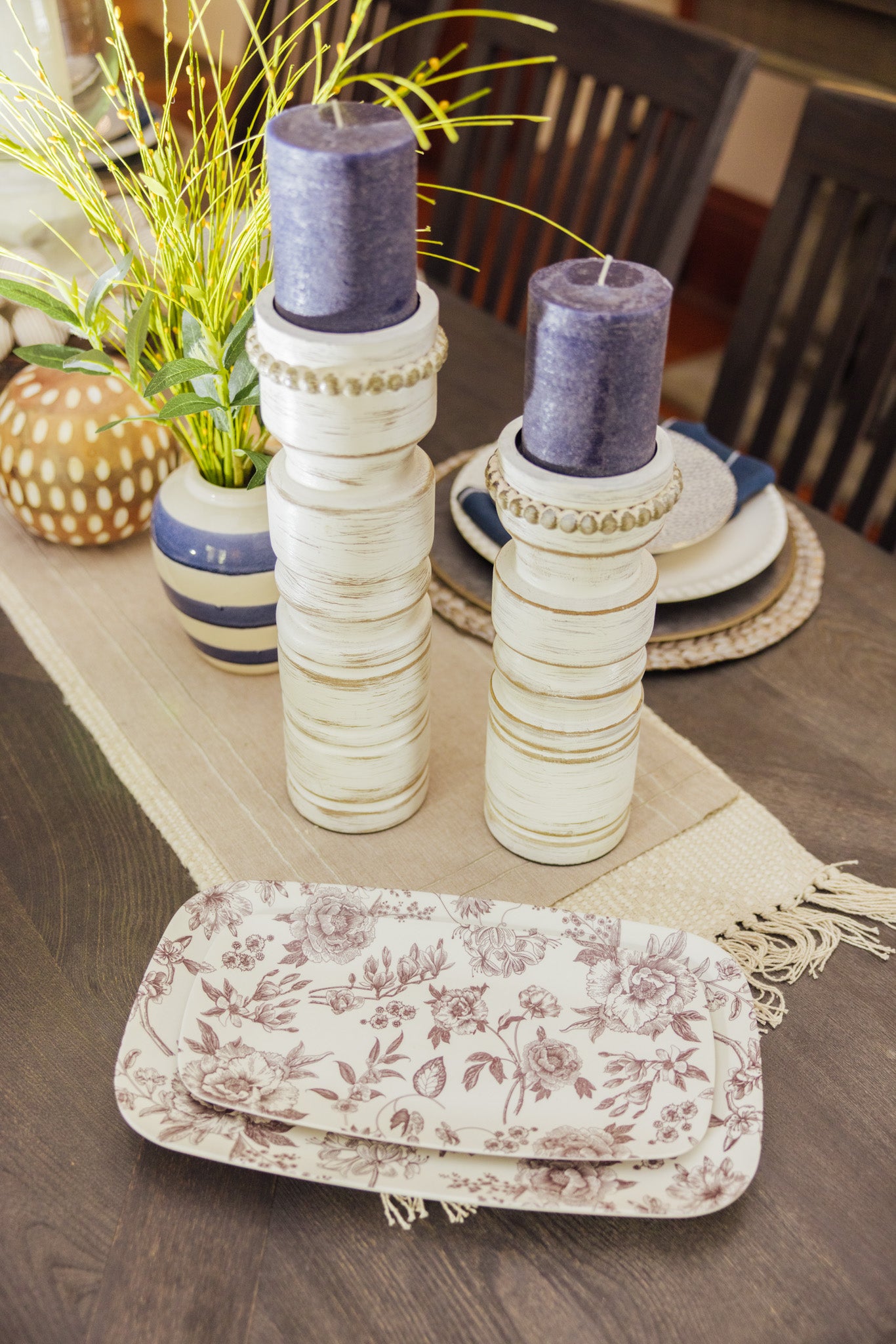 Vintage Bloom Stacking Trays – Set of 2