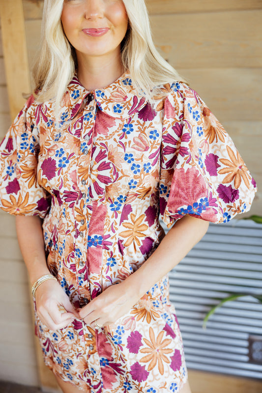 Nina Floral Balloon Dress