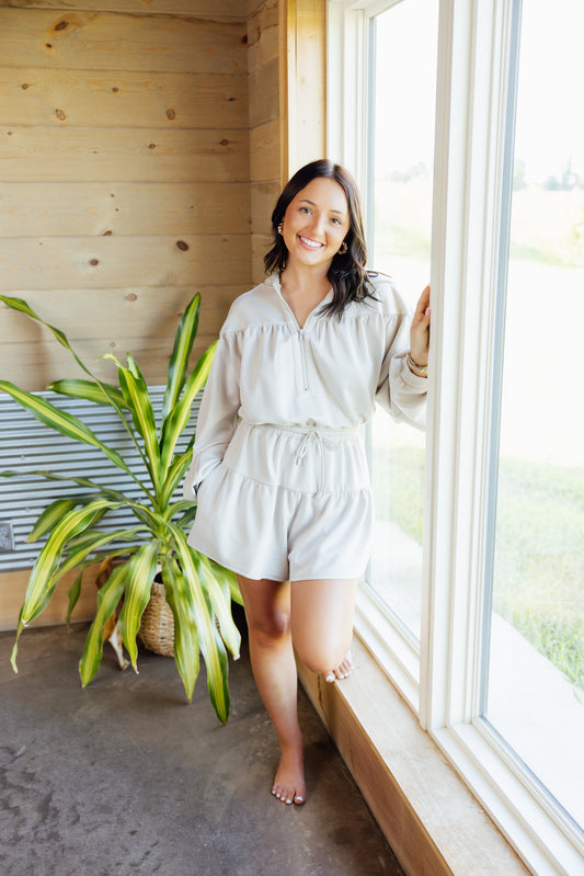 Stone Zip Scuba Romper