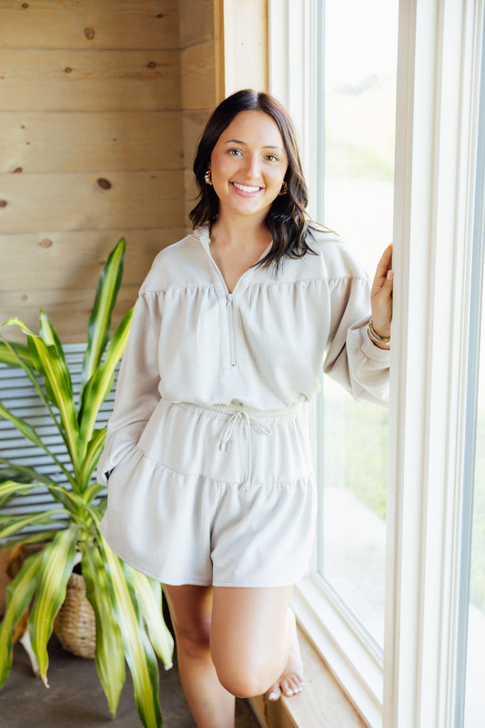 Stone Zip Scuba Romper