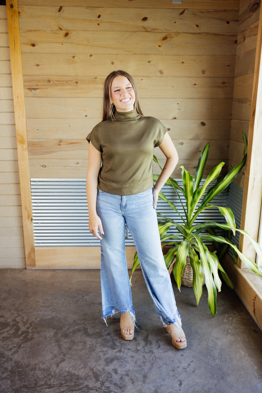 Solid Mock Neck Top