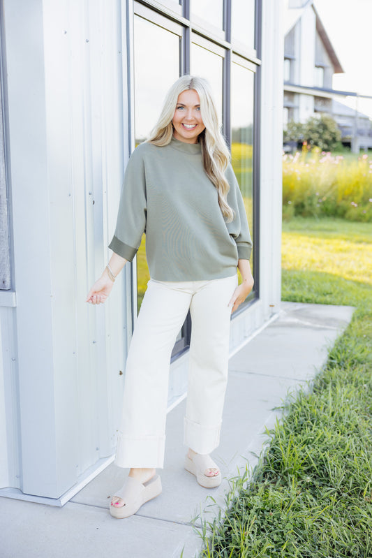 Olive Mock Neck Top