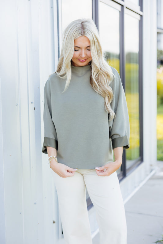 Olive Mock Neck Top